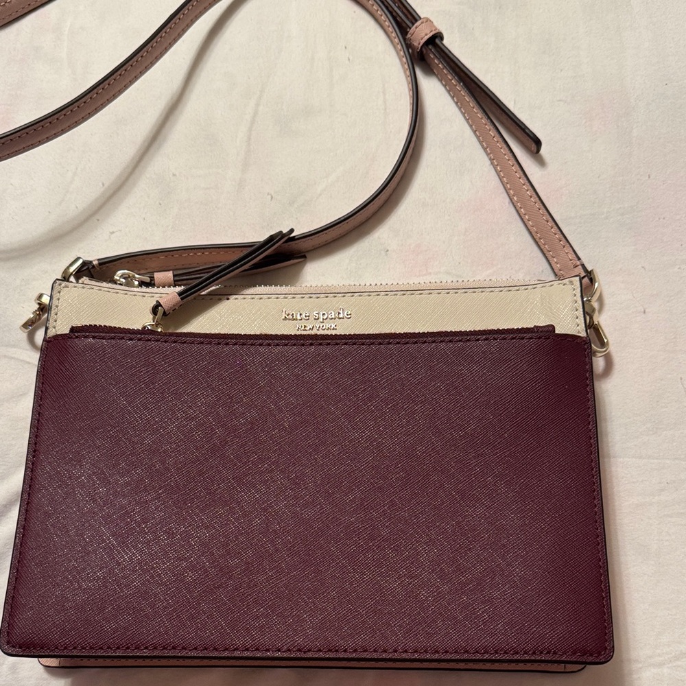 Kate Spade Maroon and Cream Crossbody Bag